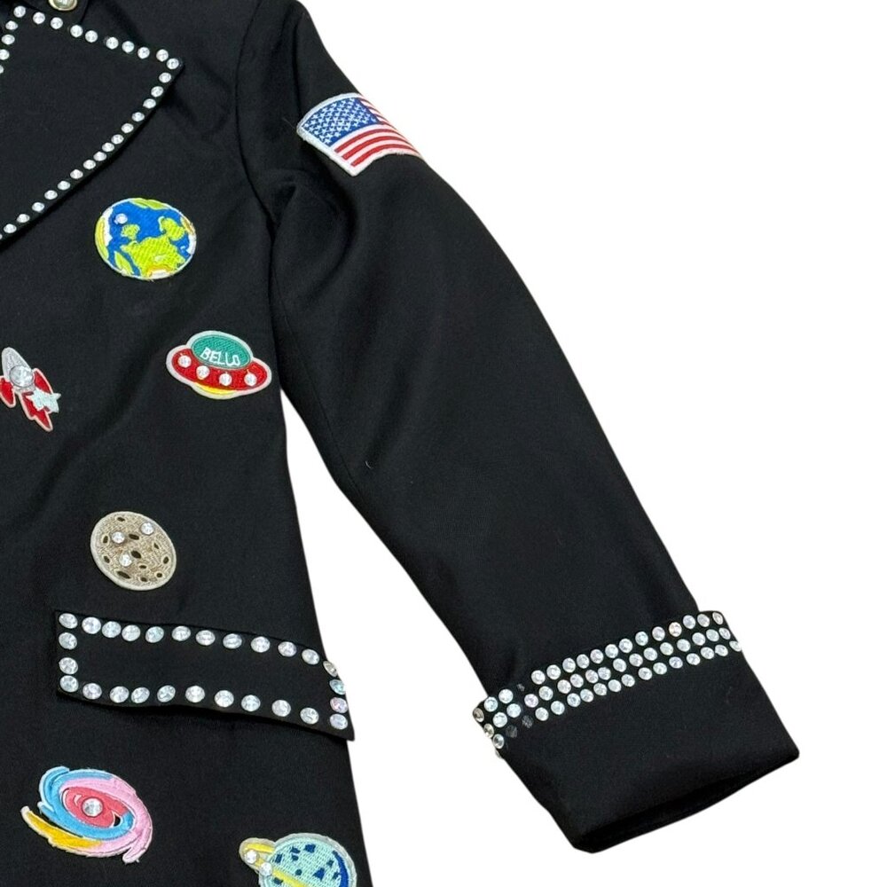 Vintage 1990s Space Appliqué Black Statement Coat - Picture 6 of 11